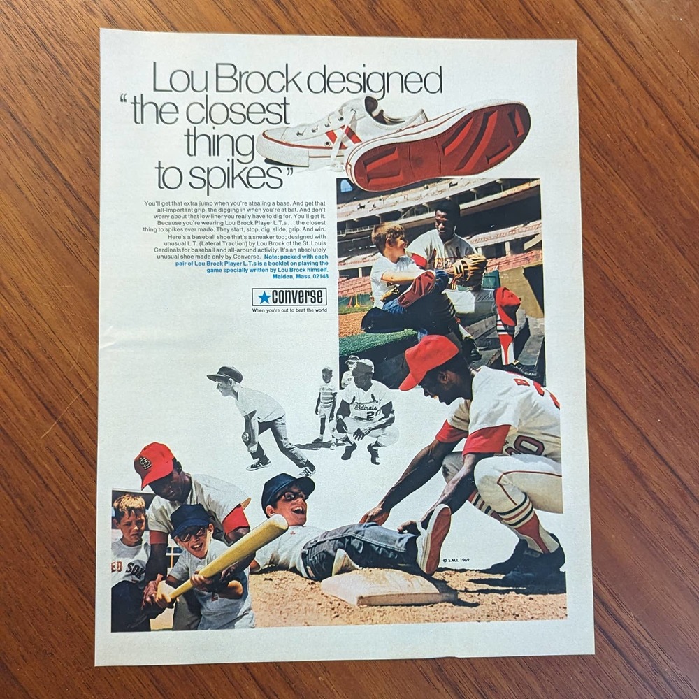Vintage Print Ad 1970 Lou Brock Converse